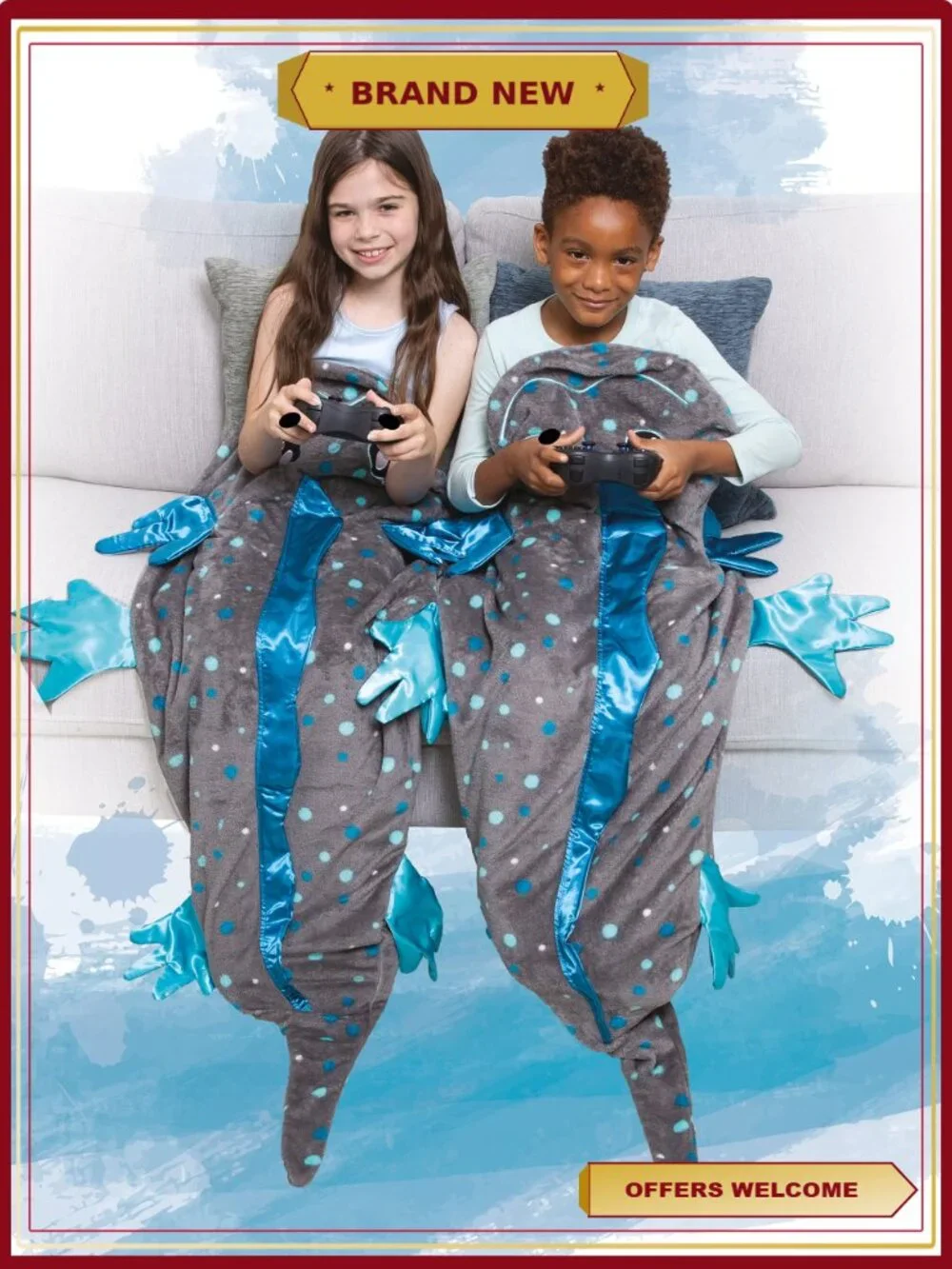 Wearable Blanket with Sleeves Super Soft Fleece Snuggie Tails